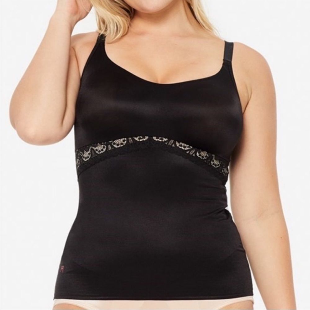 Ruby Ribbon Lace Shaping Cami in Black Size 46